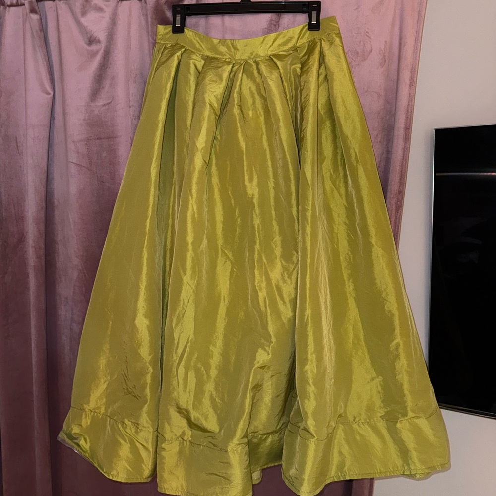 Free People Lime A-Line taffeta skirt